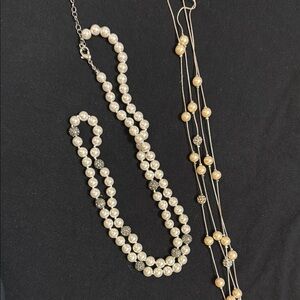 Two Cream Pearl Necklaces Classic Jewelry Design